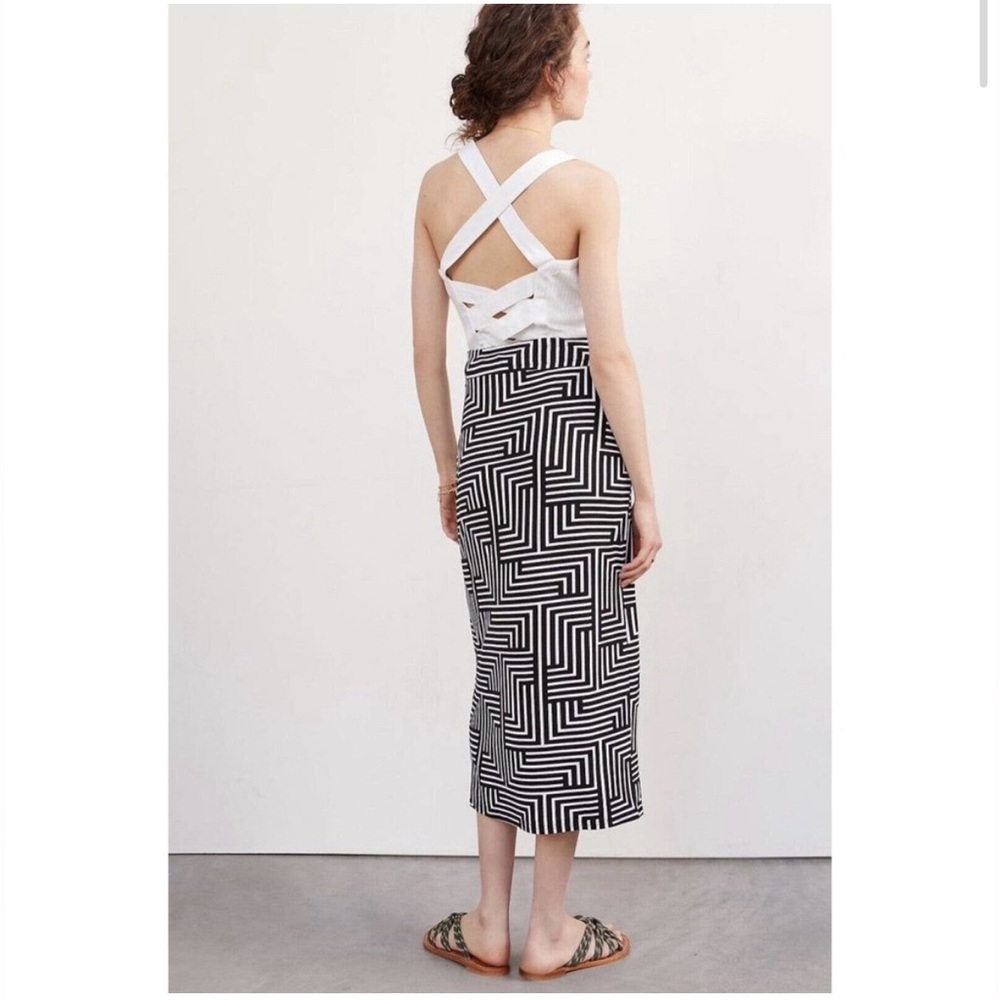Anthropologie NWT abstract midi skirt Black & White sz XS